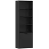 Image de Bibliothèque 4 étagères armoire 2 portes dim. 59 x 29 x 180 cm noir