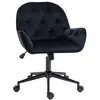 Image de Chaise de bureau velours design Chesterfield effet capitonné piètement métal noir
