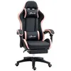 Image de Chaise gaming inclinable réglable repose-pieds rétractable coussins synthétique noir rose