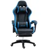 Image de Chaise gaming inclinable réglable repose-pieds rétractable coussins synthétique noir bleu