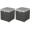 Image de Lot de 2 poufs coffres de jardin - coussins zippés déhoussables - résine tressée aspect rotin gris