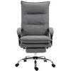 Image de Fauteuil de bureau massant chauffant inclinable réglable repose-pieds rétractable microfibre gris