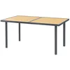 Image de Table de jardin 6 personnes rectangulaire dim. 150 x 90 x 72 cm métal gris plateau effet bois naturel