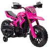 Image de Moto Cross électrique enfant 6 V 2 moteurs effets sonores max. 3 Km/h 30 Kg avec stabilisateurs rose