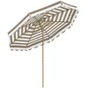 Image de Parasol de jardin inclinable octogonal dim.2,7 x 2,4m manivelle métal effet bois tissu UPF 50+ gris taupe blanc