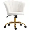 Image de Chaise bureau velours design coquillage piètement acier doré blanc