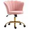 Image de Chaise bureau velours design coquillage piètement acier doré rose poudré