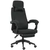 Image de Fauteuil de bureau manager grand confort dossier réglable repose-pied coussin lombaire roulettes 360° lin 62L x 68P x 127H cm noir