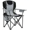 Image de Chaise de camping pliante rembourrée - porte-gobelets, poches latérales rangement, sac isotherme - sac transport inclus - gris noir