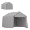 Image de Carport tente garage 5,2 x 3 m - porte enroulable zippée - acier galvanisé PE gris