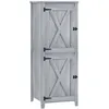 Image de Armoire de jardin en bois gris - 2 portes verrouillables, 2 étagères amovibles - dim. 60 x 60 x 160 cm
