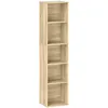 Image de Étagère cube colonne - bibliothèque - rangement 5 compartiments - dim. 30 x 24 x 133 cm - effet bois naturel