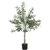Image de Olivier artificiel H.120 cm - grand réalisme - 450 feuilles en soie, 20 olives - mousse effet lichen pot inclus