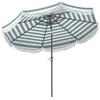 Image de Parasol de jardin à franges inclinable dia.2,7 x 2,4m métal tissu UPF 30+ bleu blanc rayé