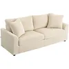 Image de Canapé 3 places velours côtelé avec 2 coussins - canapé droit fixe 3 places beige clair