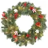 Image de Couronne de Noël lumineuse LED décorée dia. 60 cm 50 LEDs blanc chaud timer vert