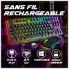 Image de Pack Gaming Sentai C03 WL Clavier TKL + Souris sans Fil Rechargeable Rétroéclairé, AZERTY Français, 3200 DPI   Pack pour PC PS4 PS5   Noir   Plug & Play
