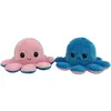 Image de Peluche poulpe réversible double face 20 cm -rose + bleu