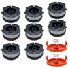 Image de Bobine fil coupe bordure fil de rechange A6481 compatible pour Black et Decker Ø 1,65mm longueur 9,1m [Lot 8 bobines + 2 couvercles] Phonillico®