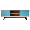 Image de Buffet TV Chêne massif et laqué VINTAGE Pirotais Bois Bleu
