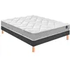 Image de Ensemble matelas Bultex primo, sommier Vigoroso gris fumé et pieds Back To Basics 140x190