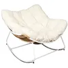 Image de Fauteuil à Bascule Blanc avec Assise Capitonnée et Bouclettes - MERIDA - ALTOBUY