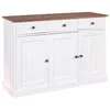 Image de Buffet 3 Portes 3 Tiroirs Bois Massif Vernis Sepia et Blanc - SOCOA - ALTOBUY