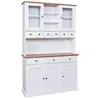 Image de SOCOA - Buffet Vaisselier 5 Portes 6 Tiroirs Bois Massif Vernis Sepia et Blanc - Altobuy