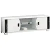 Image de ARIANE - Meuble TV 2 Portes et 2 Niches Blanc avec Décor Latéral Aspect Marbre Noir - Altobuy