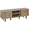 Image de Meuble TV 2 Portes 2 Niches Aspect Bois Finition Canyon Oak Effet Tasseaux - ROMY - ALTOBUY