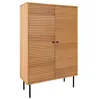 Image de LOWAN - Buffet Haut 2 Portes Effet Tasseaux Teinté Chêne Clair - Altobuy