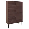 Image de LOWAN - Buffet Haut 2 Portes Effet Tasseaux Teinté Chêne Foncé - HOUSE_NORDIC