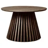 Image de Table basse Ronde Pied Central Relief MDF Placage Chêne fumé - DUBLIN - ALTOBUY