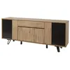 Image de Buffet 4 Portes 1 Tiroir Effet Bois Naturel et Noir - CARSON - ALTOBUY