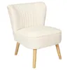 Image de Fauteuil en Tissu Bouclettes Blanc Pieds Bois Naturel - KELIOS - ALTOBUY