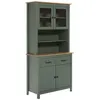 Image de Buffet Haut 4 Portes 2 Tiroirs Bois Ciré et Vert - TINA - ALTOBUY