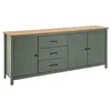 Image de Buffet Bas 3 Portes 3 Tiroirs Bois Ciré et Vert - TINA - ALTOBUY