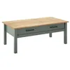Image de Table Basse Rectangulaire 1 Tiroir Bois Ciré et Vert - TINA - ALTOBUY