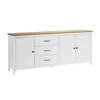 Image de Buffet Bas 3 Portes 3 Tiroirs Bois Ciré et Blanc - TINA - ALTOBUY