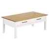 Image de Table Basse Rectangulaire 1 Tiroir Bois Ciré et Blanc - TINA - ALTOBUY