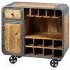 Image de Meuble Bar Multi-Rangements Acier et Bois Massif - EDWIN - ALTOBUY