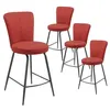 Image de Lot de 4 Tabourets de Bar Matelassés Rouges - PARIL - ALTOBUY