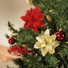Image de Lot de 10 poinsettias à fixer Doré