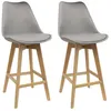 Image de Lot de 2 chaise de bar GENERIQUE interieur non pliable en bois H. 105 cm gris