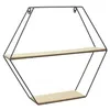Image de Etagère en bois et métal hexagonale 46 cm