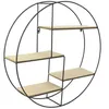 Image de Etagère industrielle ronde en bois et métal 50 cm Noir