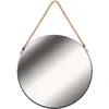 Image de The Home Deco Factory - Miroir rond avec anse en jonc 50 cm noir