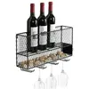 Image de The Home Deco Factory - Mini bar à vin à suspendre en métal ajouré
