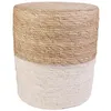 Image de Pouf en jute beige et naturel pieds bois