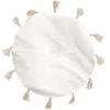 Image de The Home Deco Factory - Tapis rond en coton pompons 90 cm Blanc cassé